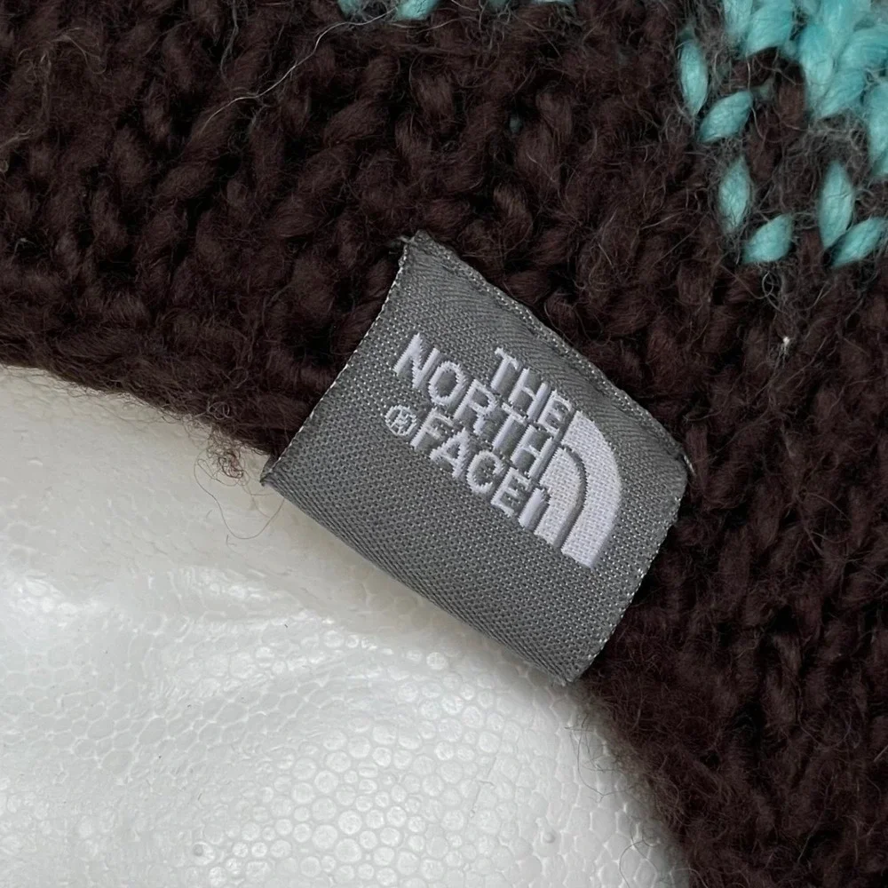 The North Face Chullo Beanie Knit Wool Brown Blue Ski Snowboarding‎ Winter